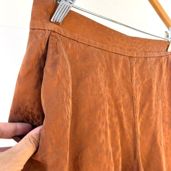 A.L.C. Silk Jameson Cropped Wide Leg Luxury Trousers Pants Rust Leopard 4 ALC - Picture 6 of 8